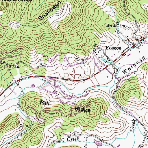 Topographic Map of Foscoe Volunteer Fire Department, NC