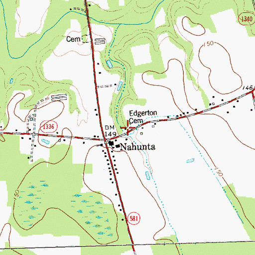 Topographic Map of Nahunta Volunteer Fire Department, NC