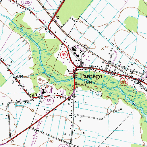 Topographic Map of Pantego Volunteer Fire Department, NC