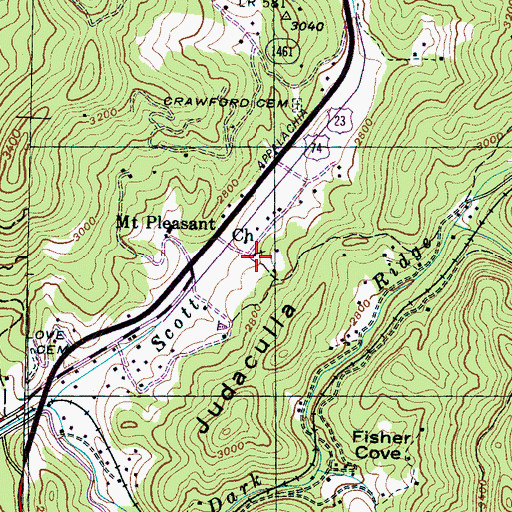 Topographic Map of Balsam - Willets - Ochre Hill Volunteer Fire Department Station 1, NC