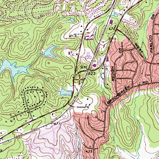 Topographic Map of Cary Fire Department Station 4, NC