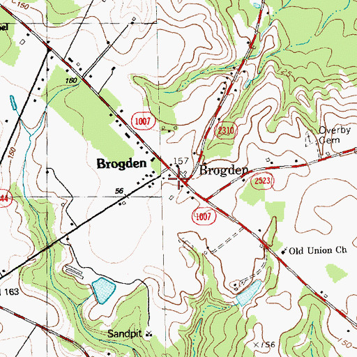 Topographic Map of Brogden Volunteer Fire Department, NC