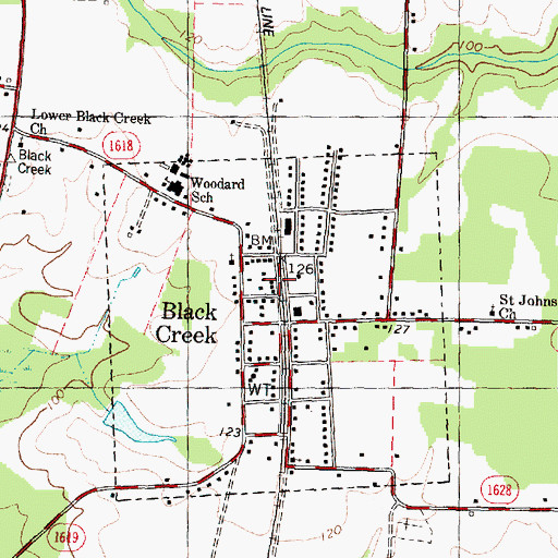 Topographic Map of Black Creek Volunteer Fire Department, NC