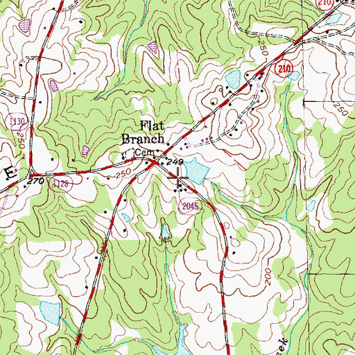 Topographic Map of Flat Branch Volunteer Fire Department, NC