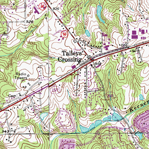 Topographic Map of Kernersville Fire Department Station 43, NC