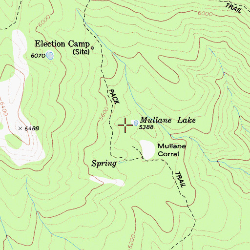 Topographic Map of Mullane Lake, CA