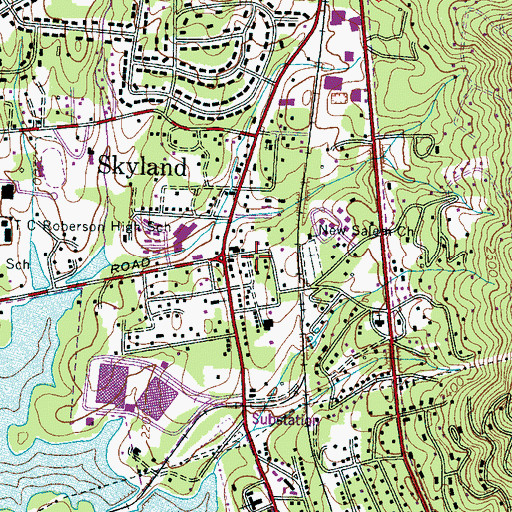 Topographic Map of Asheville Fire Department Station 4, NC