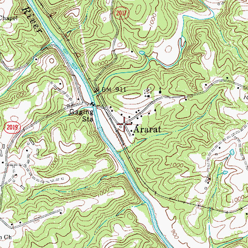 Topographic Map of Ararat Volunteer Fire Department, NC