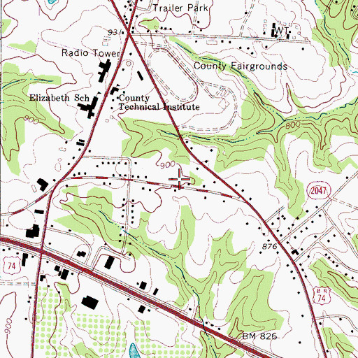 Topographic Map of Cleveland Community College Emergency Services Regional Training Center, NC