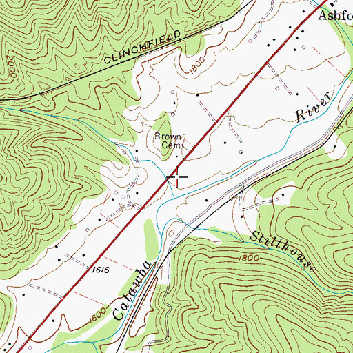 Topographic Map of Ashford - North Cove Volunteer Fire Department, NC