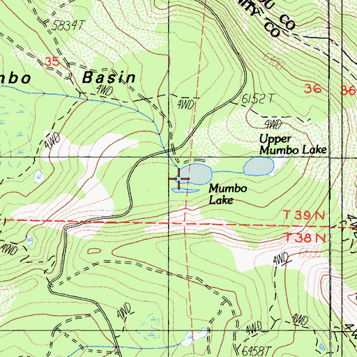 Topographic Map of Mumbo Lake, CA