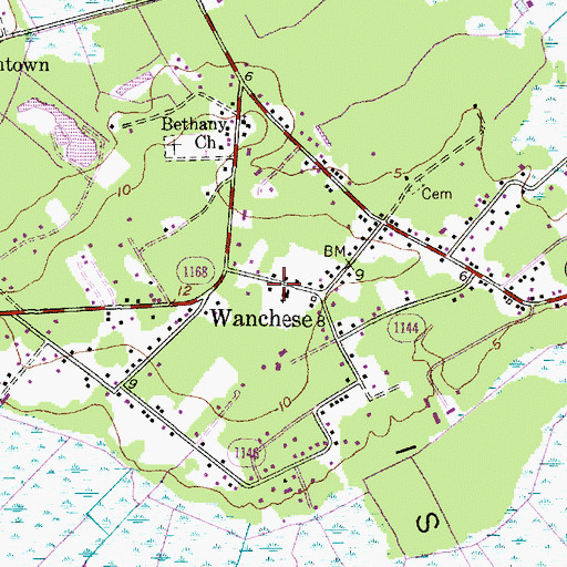 Topographic Map of Roanoke Island Volunteer Fire Department Station 17 South Station, NC