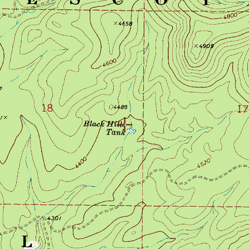 Topographic Map of Black Hills Tank, AZ