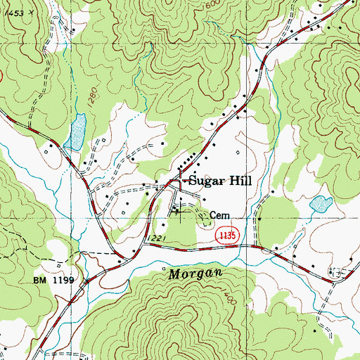 Topographic Map of Sugar Hill - Montford Cove Volunteer Fire Department, NC