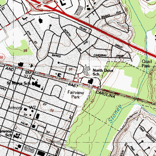 Topographic Map of Goldsboro Fire Department Station 2, NC