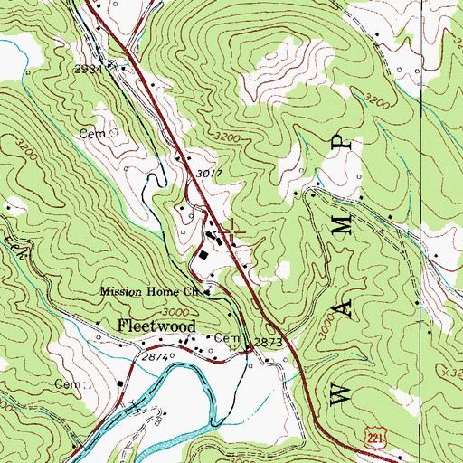 Topographic Map of Fleetwood Volunteer Fire and Rescue, NC