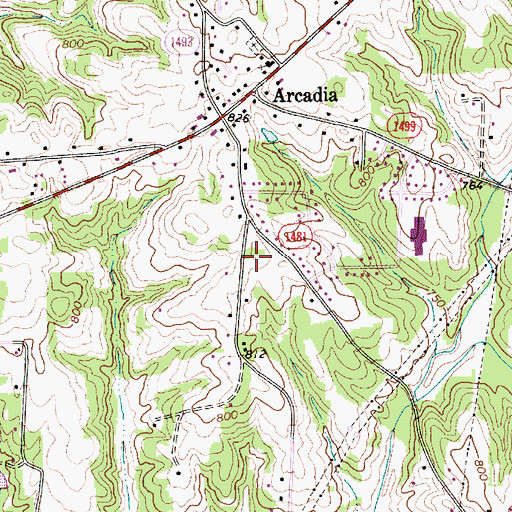Topographic Map of Arcadia - Reedy Creek - Hampton Fire and Rescue, NC