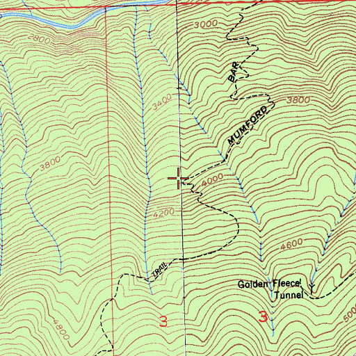 Topographic Map of Mumford Bar Trail, CA