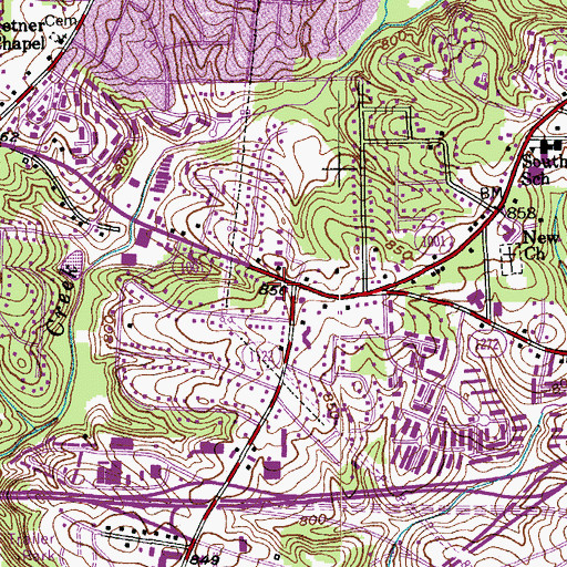 Topographic Map of Winston - Salem Fire Department Country Club West Fire Station 10, NC
