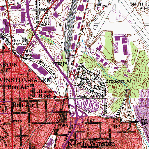 Topographic Map of Winston - Salem Fire Department Liberty North Fire Station 3, NC