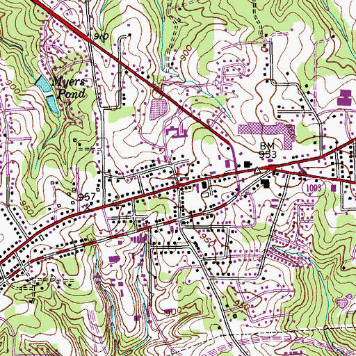 Topographic Map of Winston - Salem Fire Department Parkview Fire Station 11, NC