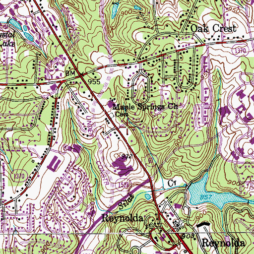 Topographic Map of Winston - Salem Fire Department Station 8 Wake Forest, NC
