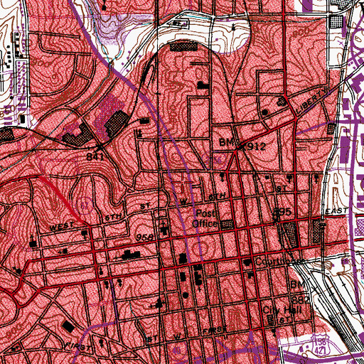 Topographic Map of Winston - Salem Fire Department AB Bullard Fire Station 1, NC