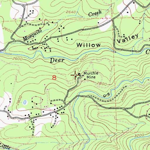 Topographic Map of Murchie Mine, CA