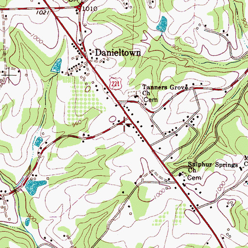 Topographic Map of Shiloh Danieltown Oakland Volunteer Fire Department, NC
