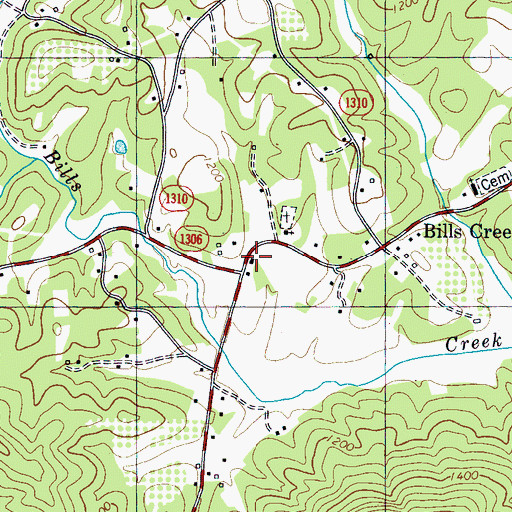 Topographic Map of Bills Creek Volunteer Fire Department Station 1, NC
