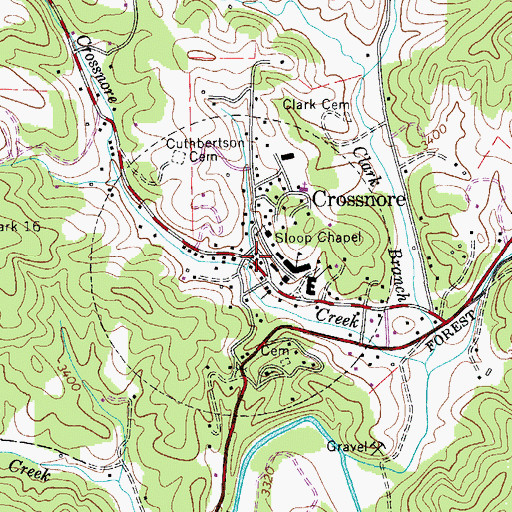 Topographic Map of Crossnore Volunteer Fire Department, NC