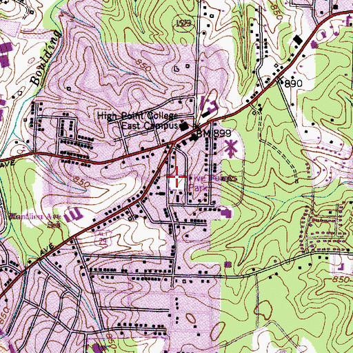 Topographic Map of High Point Fire Department Station 7, NC