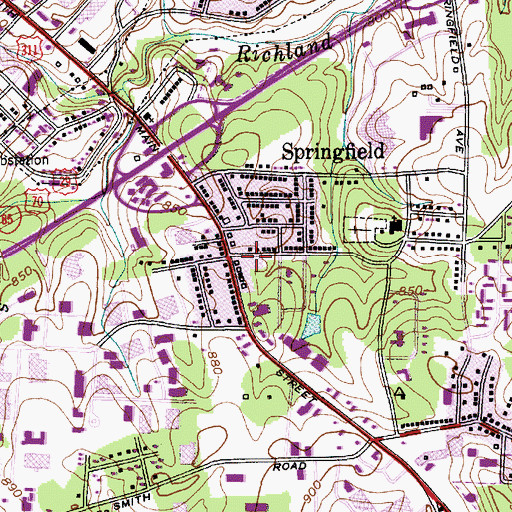 Topographic Map of High Point Fire Department Station 6, NC