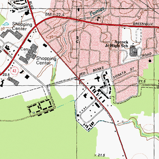 Topographic Map of Greenville Fire and Rescue Station 3, NC