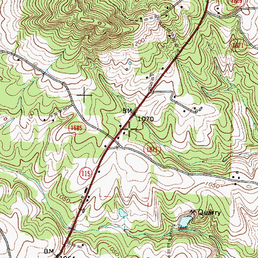 Topographic Map of Central Volunteer Fire Department, NC