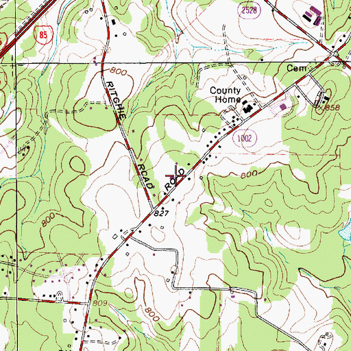Topographic Map of South Salisbury Volunteer Fire Department Station 74, NC