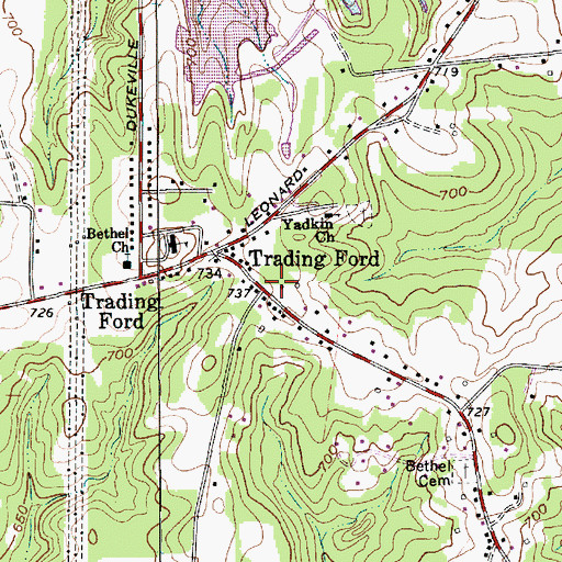 Topographic Map of Millers Ferry Fire Department, NC