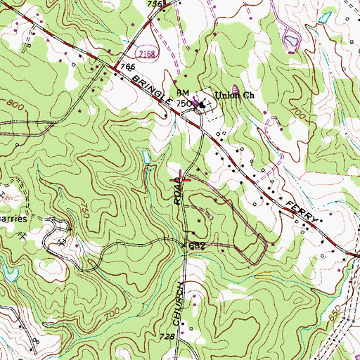 Topographic Map of Union Volunteer Fire Department Station 76 Union, NC
