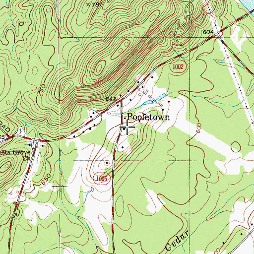 Topographic Map of Pooletown Volunteer Fire Department Station 69, NC