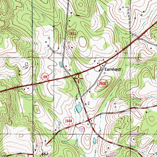 Topographic Map of Northeast Cabarrus Volunteer Fire Department, NC