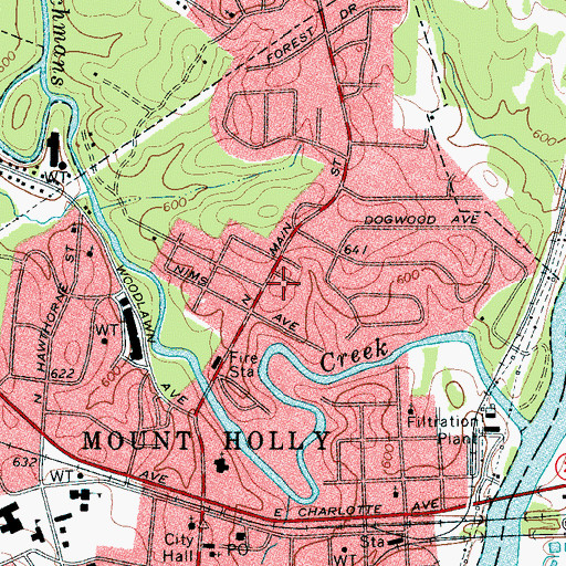 Topographic Map of Mount Holly Fire and Rescue Headquarters, NC