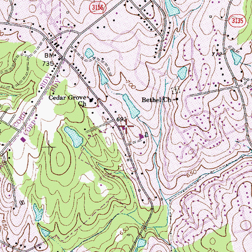 Topographic Map of Idlewild Volunteer Fire Department, NC