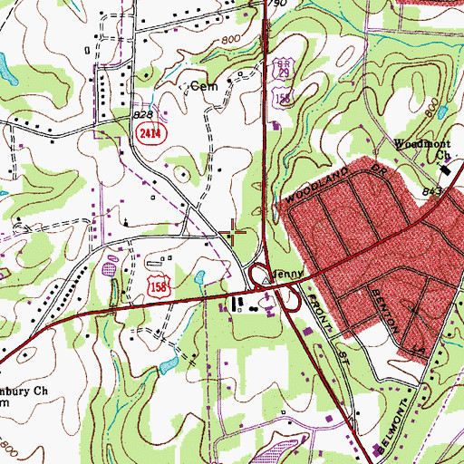 Topographic Map of Reidsville Fire Department Station 3, NC