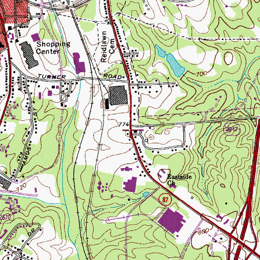 Topographic Map of Reidsville Fire Department Station 2, NC