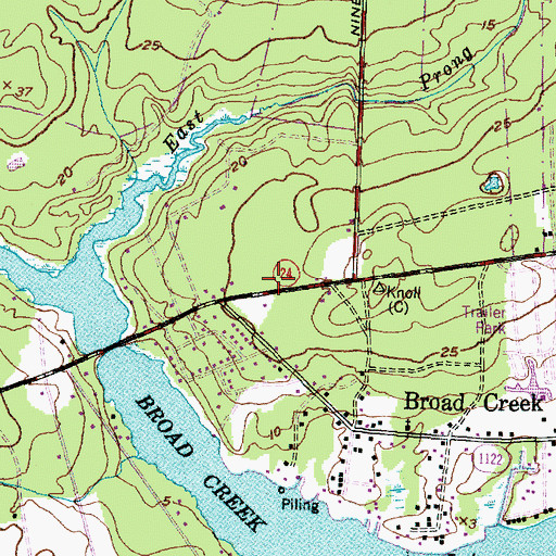 Topographic Map of Broad and Gales Creek Volunteer Fire Department, NC