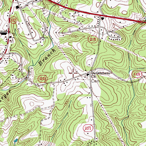 Topographic Map of Hickory Fire Department Station 7 Southeast, NC