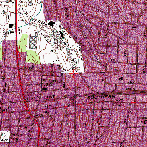 Topographic Map of Hickory Fire Department Station 3 West Hickory, NC