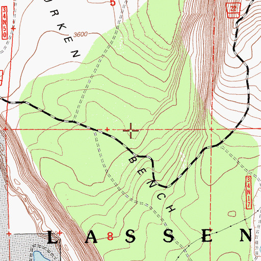 Topographic Map of Murken Bench, CA