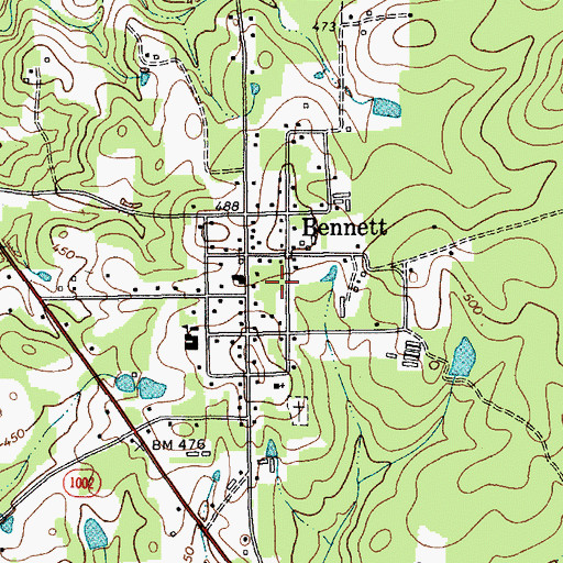 Topographic Map of Bennett Volunteer Fire Department, NC