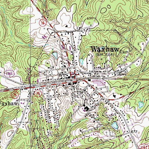 Topographic Map of Waxhaw Volunteer Fire Department and Rescue Station 18, NC